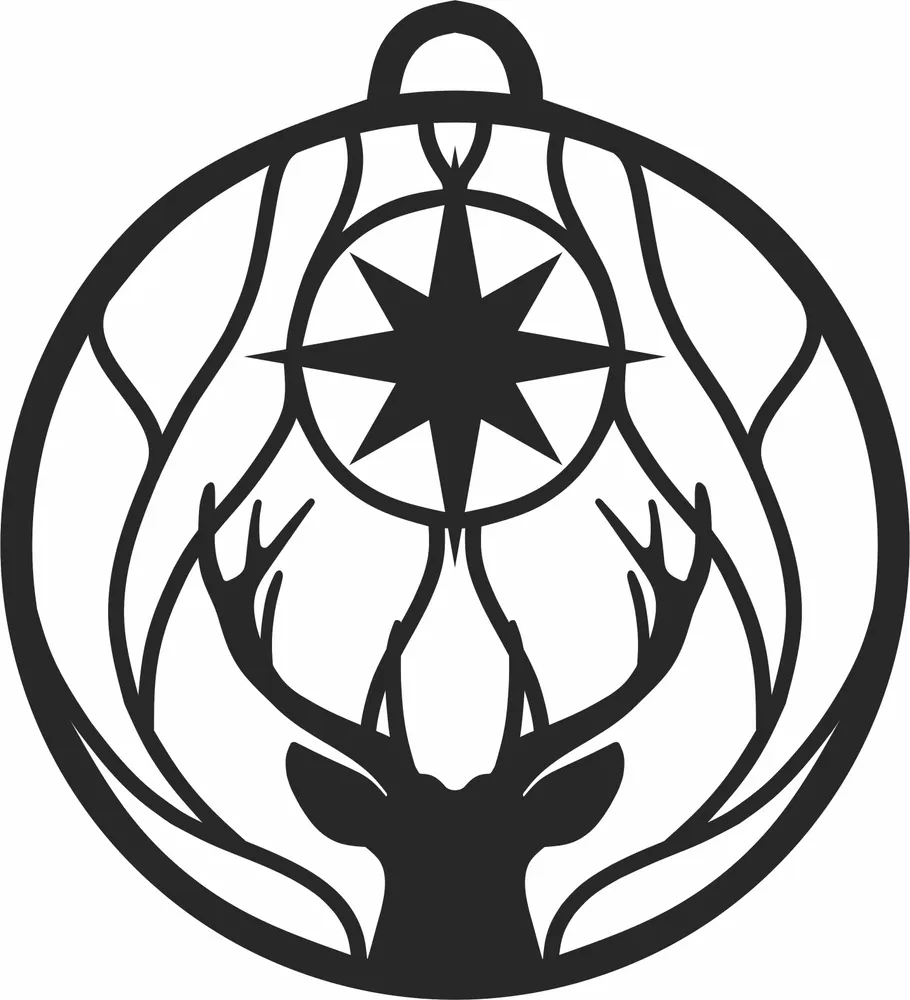 Christmas Deer Ornament — full DXF linework preview
