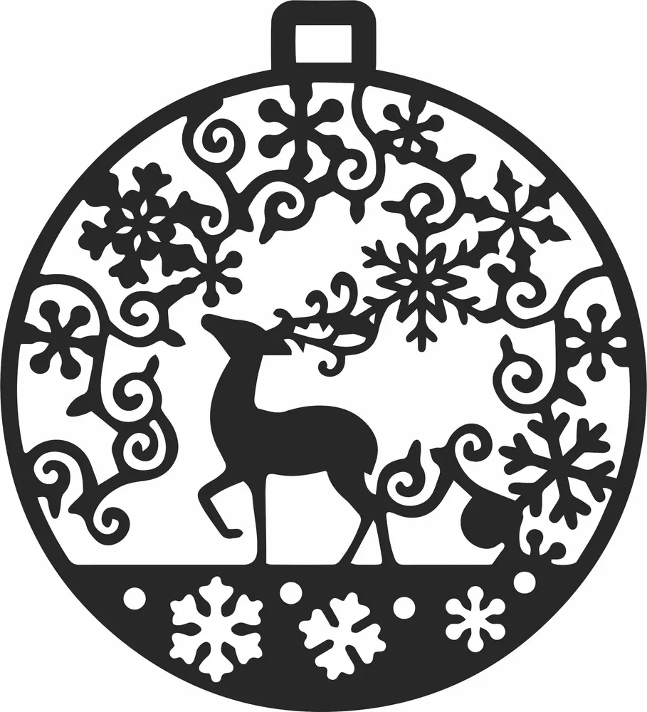 Christmas Deer Ornament — full DXF linework preview