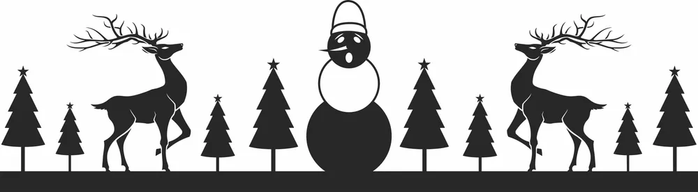 Christmas Deer Santa Trees Clipart — full DXF linework preview