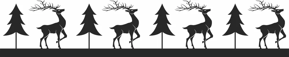 Christmas Deer Trees Clipart — full DXF linework preview