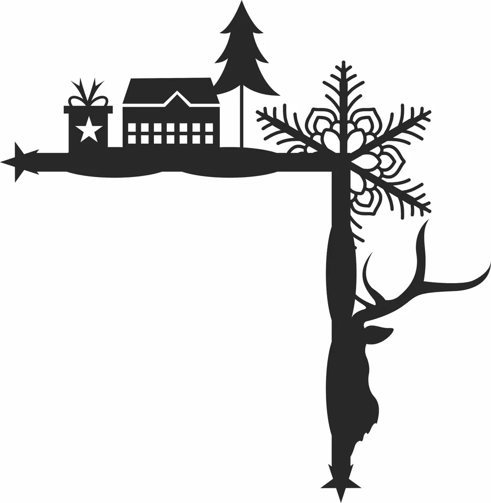 Christmas Door Corner Clipart — DXF linework preview