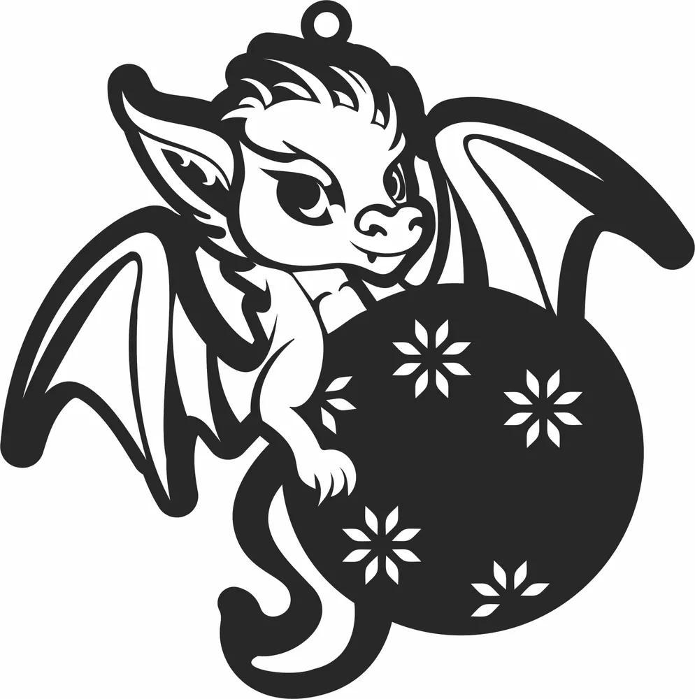 Christmas Dragon Ornament — full DXF linework preview