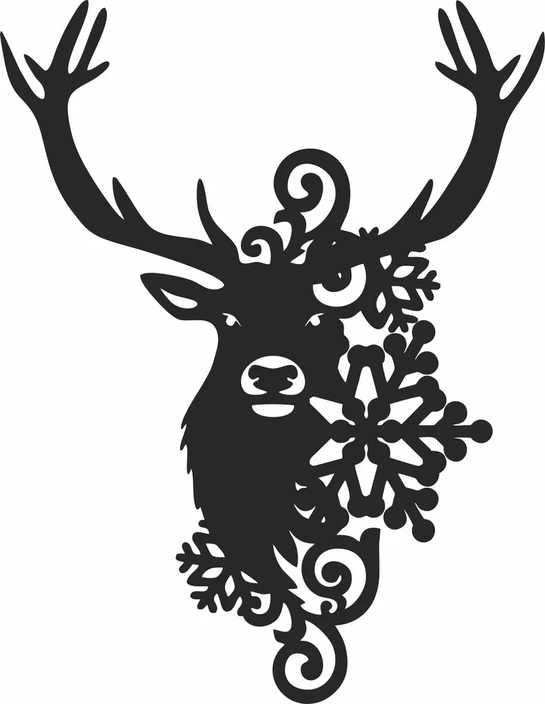 Christmas Elk Clipart — full DXF linework preview