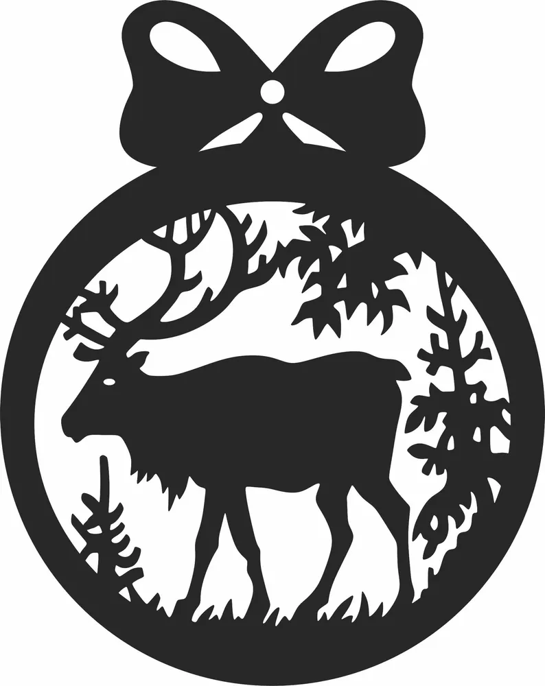 Christmas Elk Ornament — full DXF linework preview