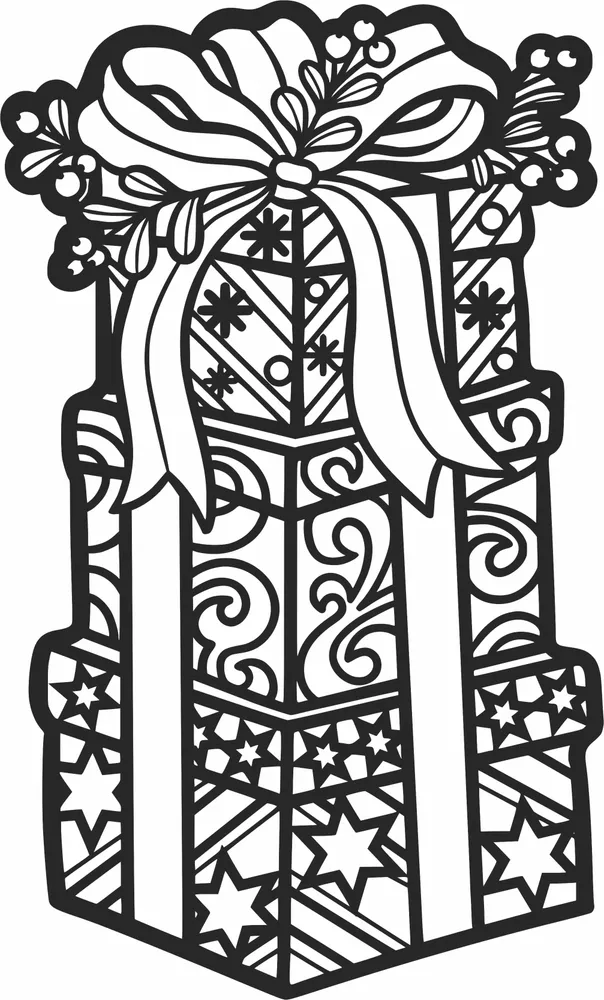 Christmas Gift Boxes Clipart — full DXF linework preview