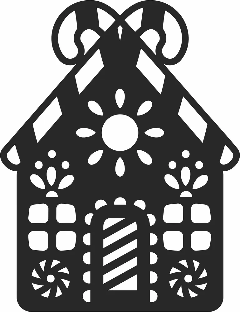 Christmas Gingerbreat House Ornament — full DXF linework preview