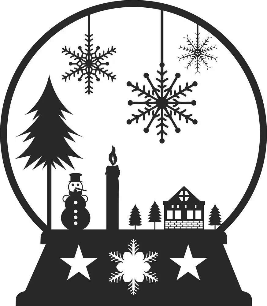 Christmas Globe Clipart — full DXF linework preview