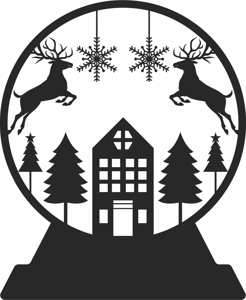 Christmas Globe Clipart — full DXF linework preview
