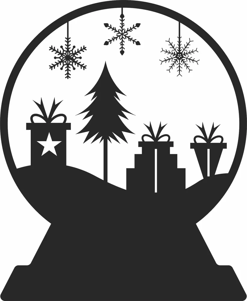 Christmas Globe Clipart — full DXF linework preview