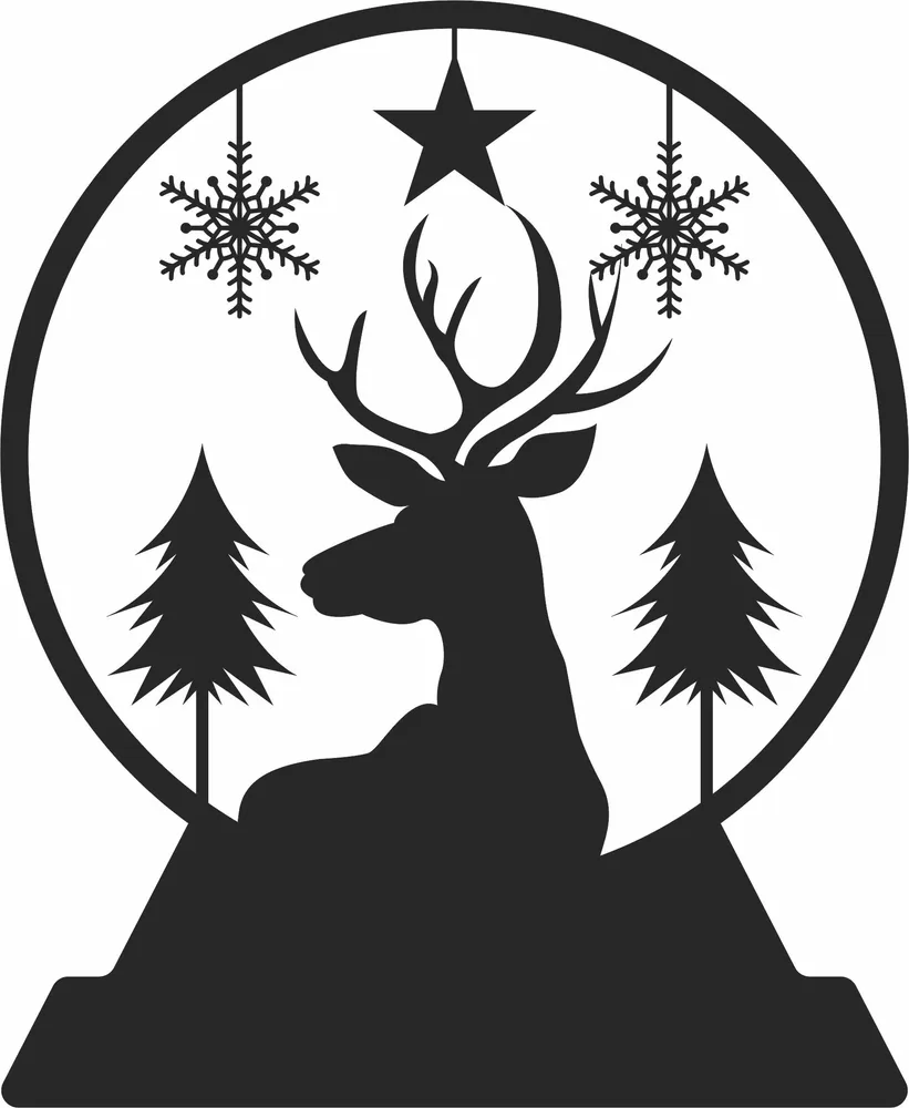 Christmas Globe Deer Clipart — full DXF linework preview