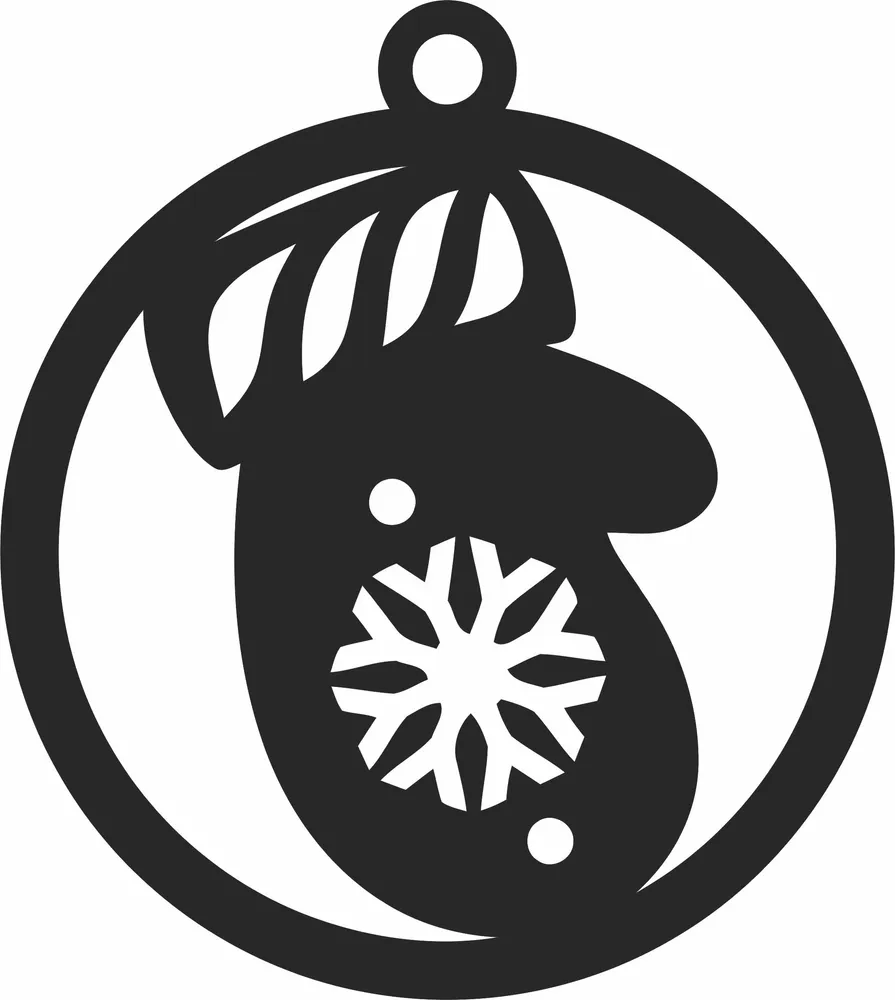 Christmas Gloves Ornament — full DXF linework preview