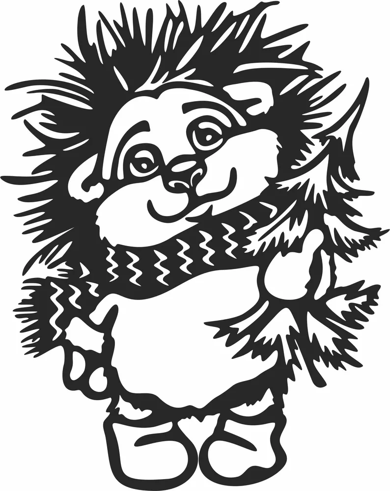Christmas Hedgehog Clipart — full DXF linework preview