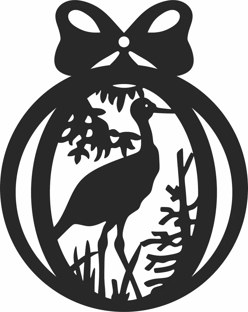 Christmas Heron Ornament — full DXF linework preview