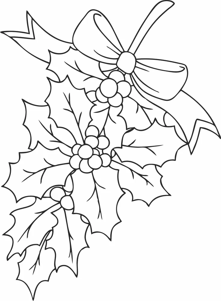 Christmas Holly Leaf Clipart — full DXF linework preview