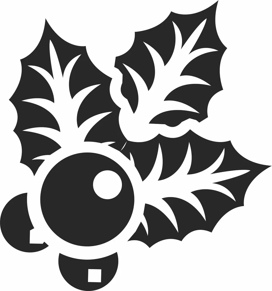 Christmas Holly Plant Clipart — full DXF linework preview