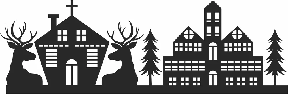 Christmas House Deer Clipart — DXF linework preview
