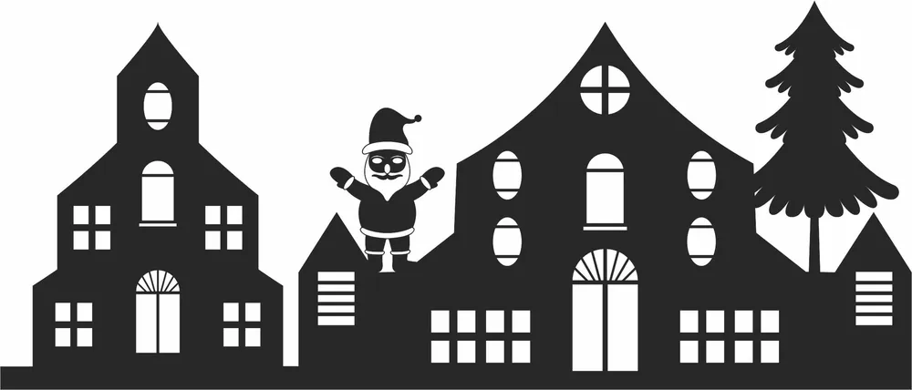 Christmas House Santa Clipart — DXF linework preview