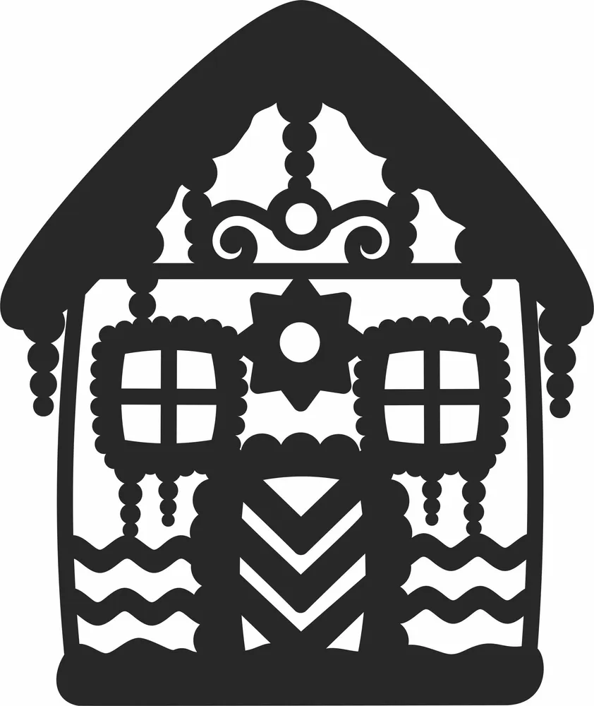 Christmas House Wall Art — full DXF linework preview