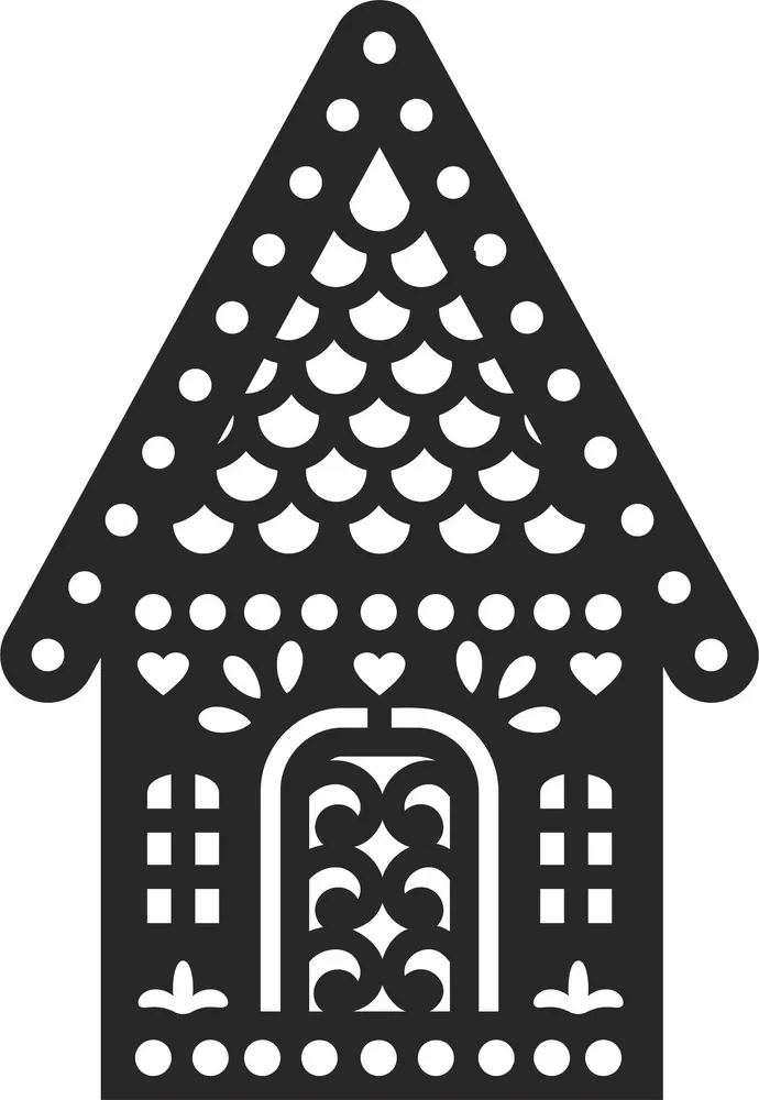 Christmas House Wall Art — full DXF linework preview