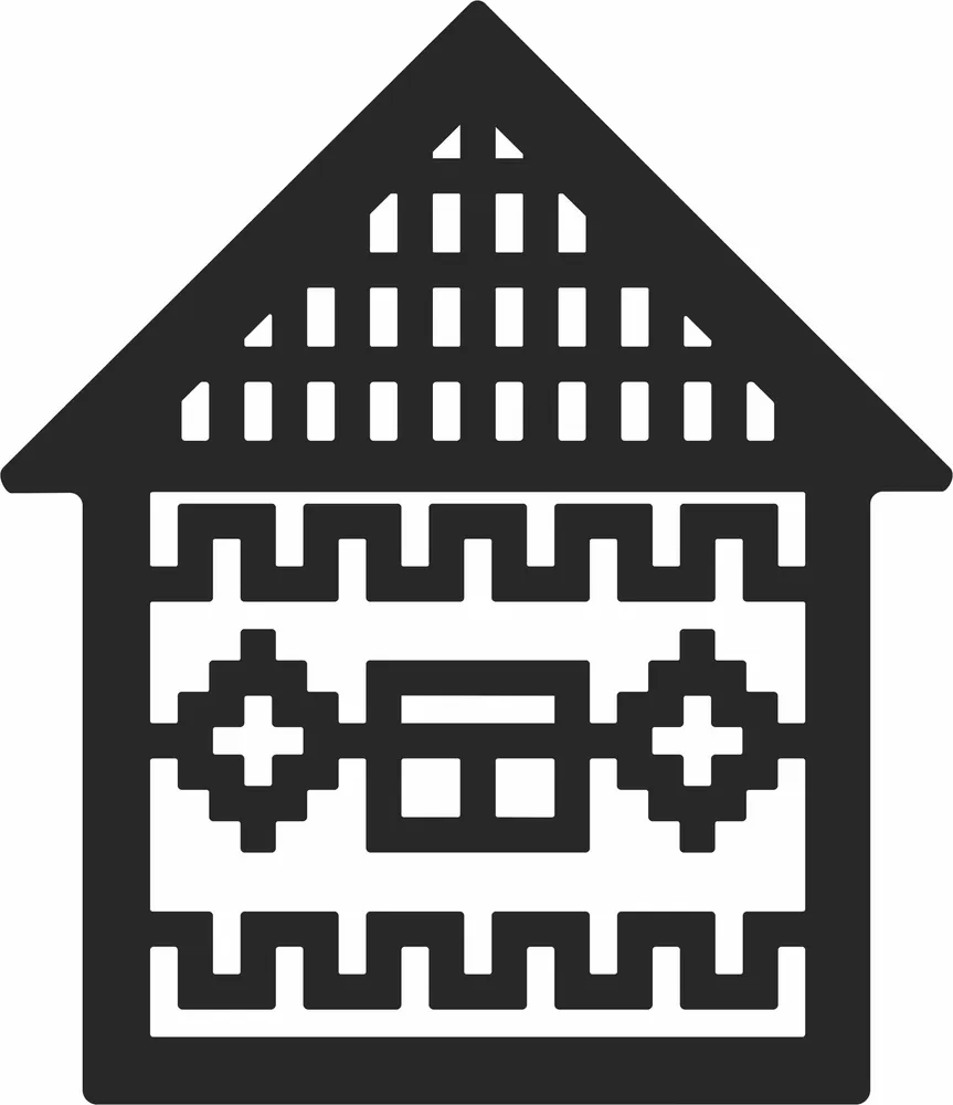 Christmas House Wall Art — full DXF linework preview
