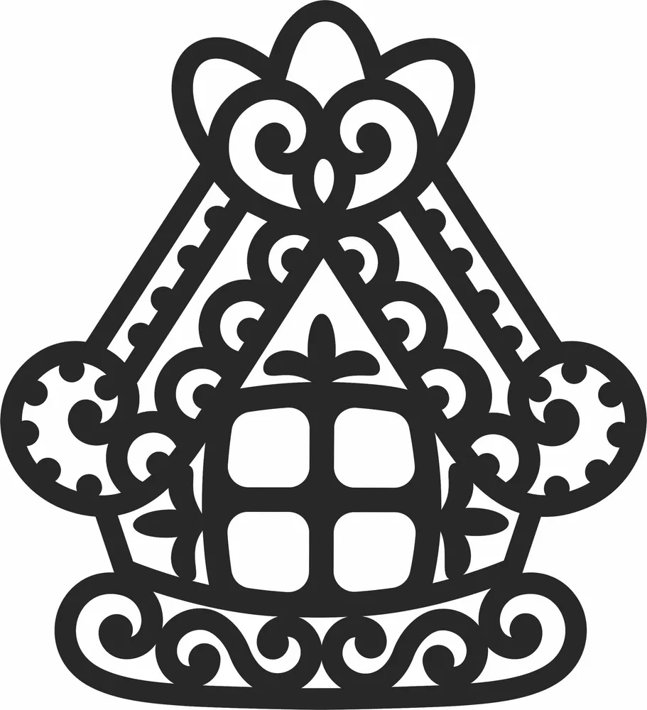 Christmas House Wall Art — full DXF linework preview
