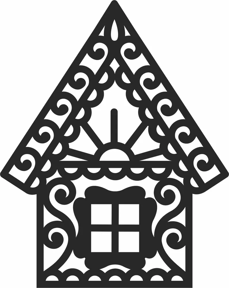 Christmas House Wall Art — full DXF linework preview