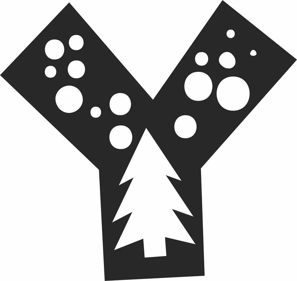 Christmas Letter Y Monogram — full DXF linework preview