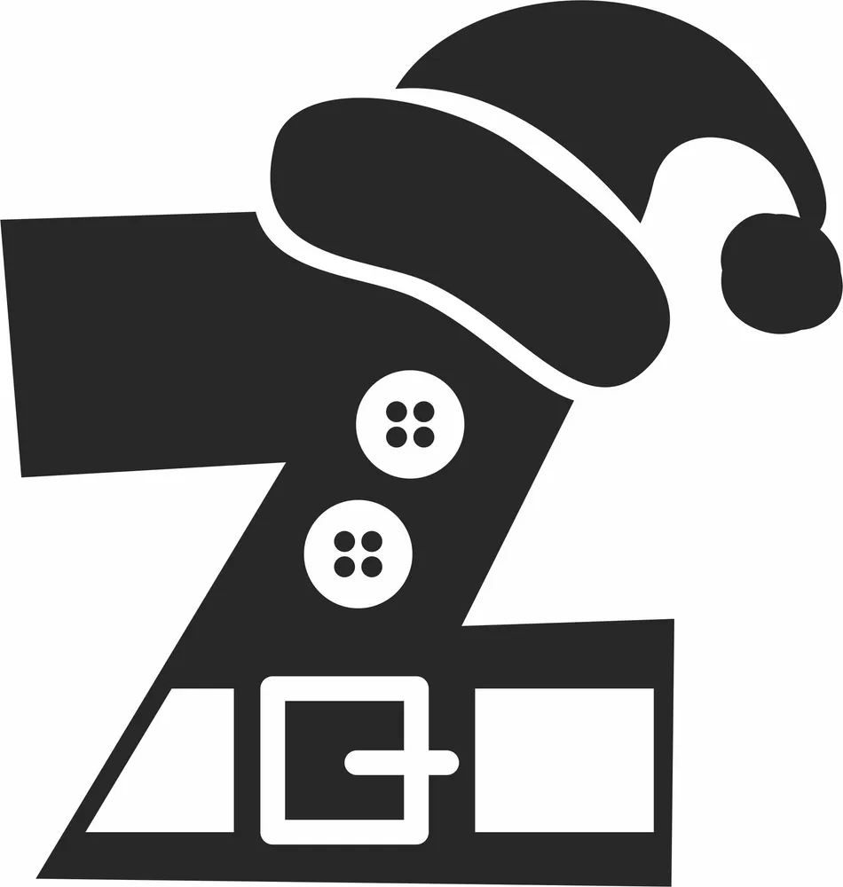 Christmas Letter Z Hat Monogram — full DXF linework preview