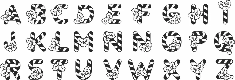 Christmas Letters Split Monogram — full DXF linework preview