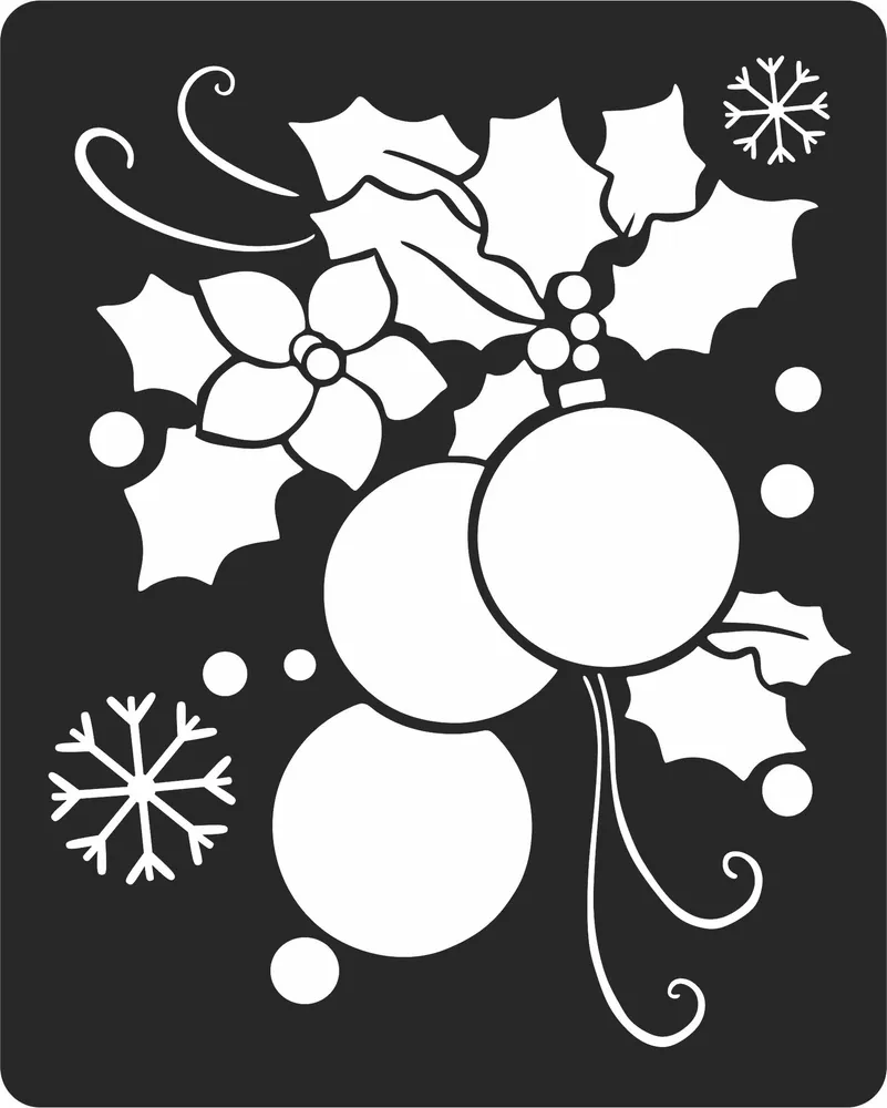 Christmas Mistletoe Wall Art — full DXF linework preview