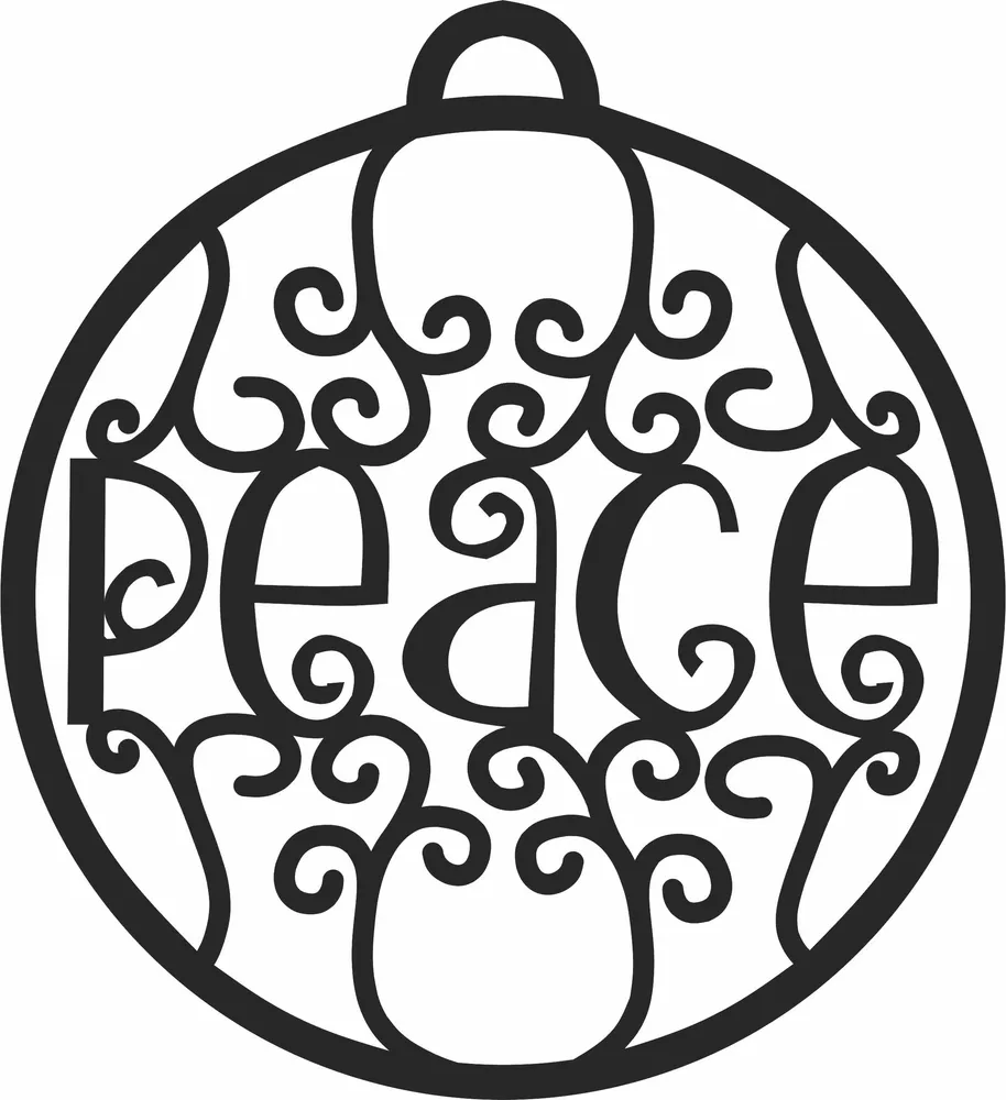 Christmas Peace Ornament — full DXF linework preview