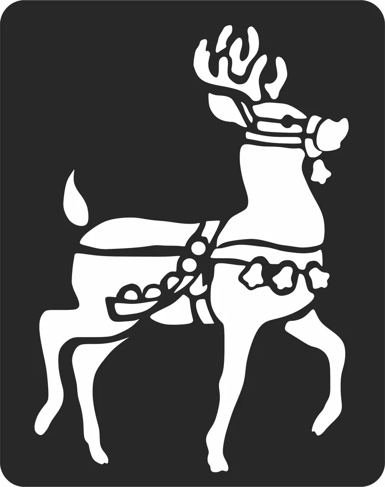 Christmas Reindeer Wall Art — full DXF linework preview
