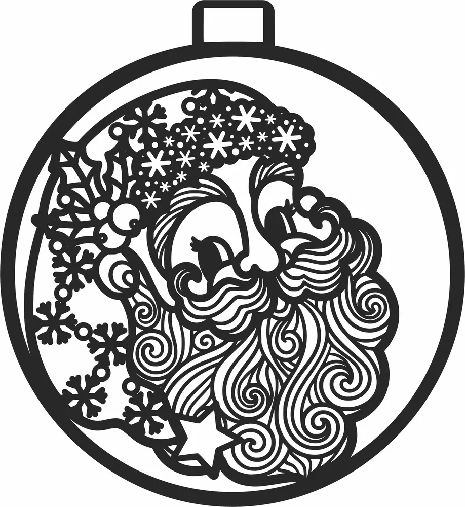 Christmas Santa Claus Ornament — full DXF linework preview