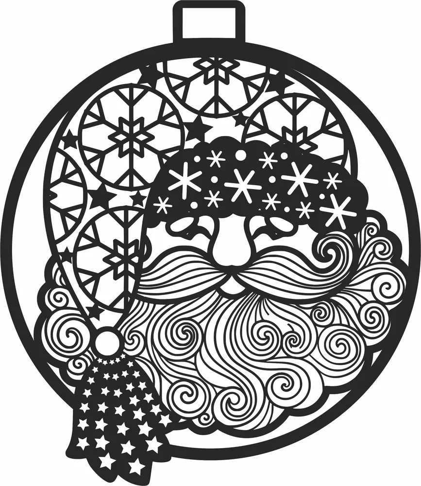 Christmas Santa Claus Ornament — full DXF linework preview