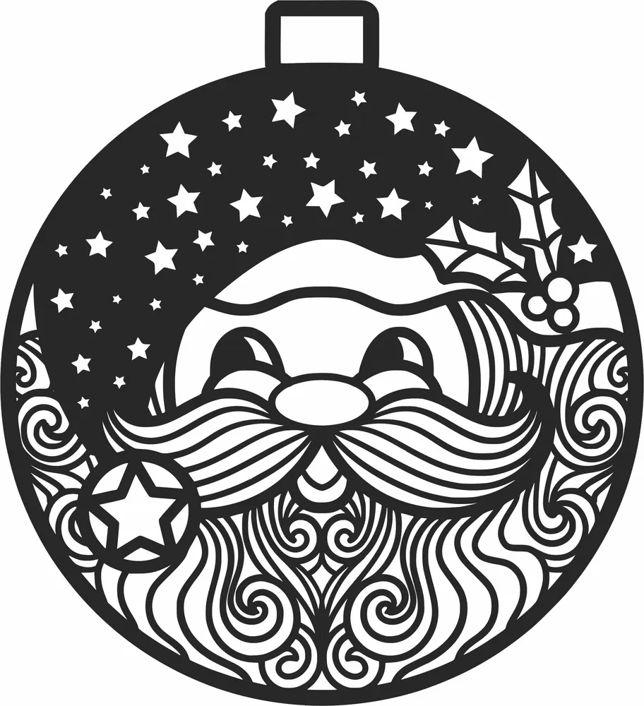 Christmas Santa Claus Ornament — full DXF linework preview