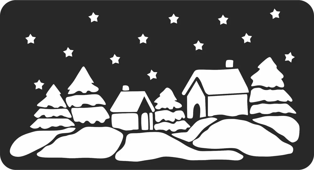 Christmas Snowing Sign — full DXF linework preview