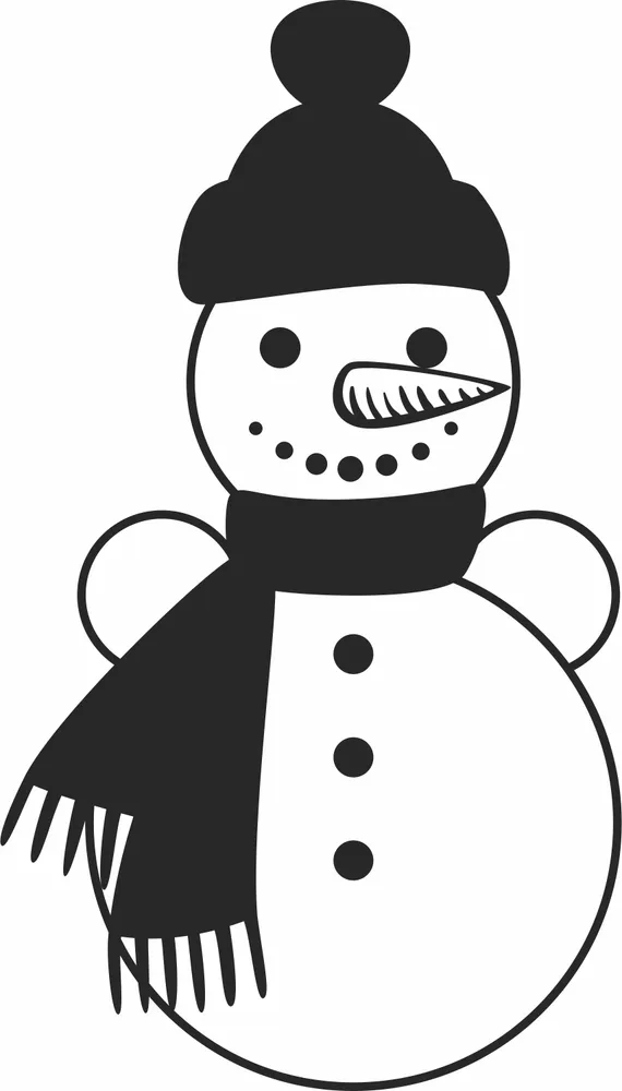 Christmas Snowman Clipart — full DXF linework preview