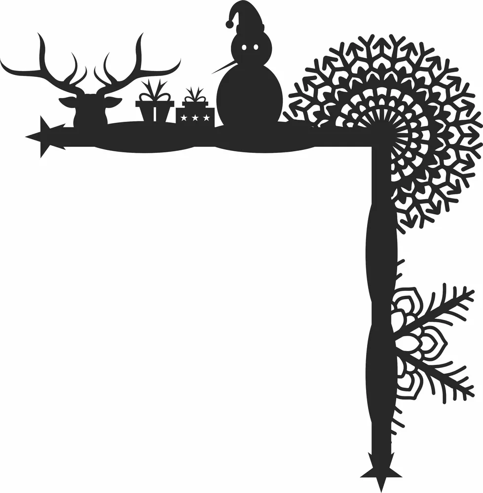 Christmas Snowman Door Corner Clipart — full DXF linework preview