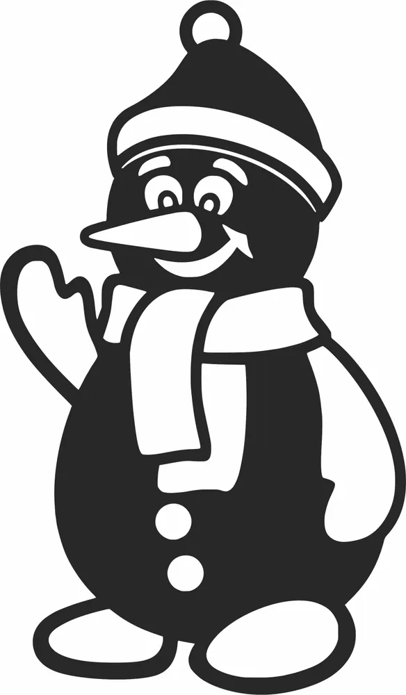 Christmas Snowman Ornament — full DXF linework preview