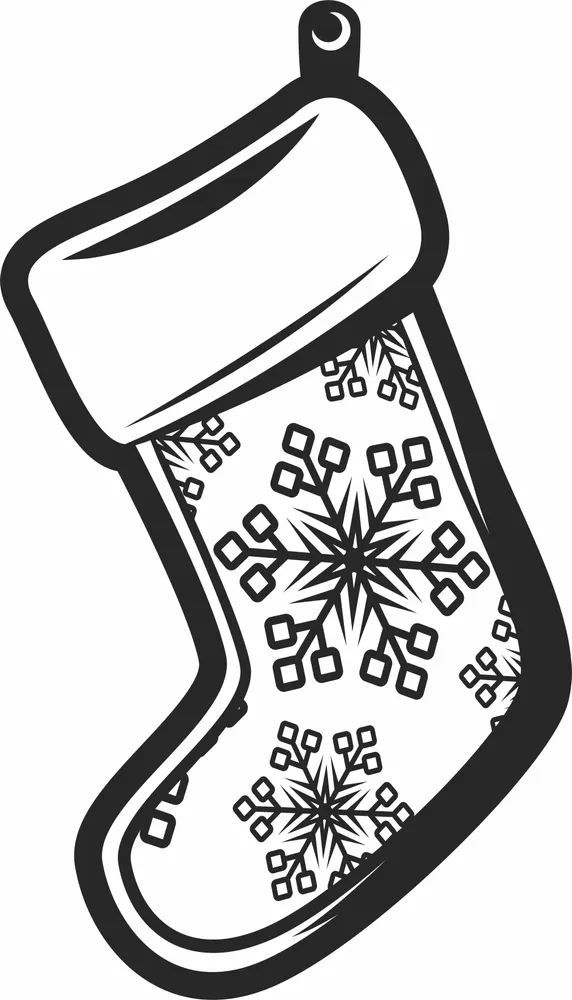 Christmas Sock Clipart — full DXF linework preview