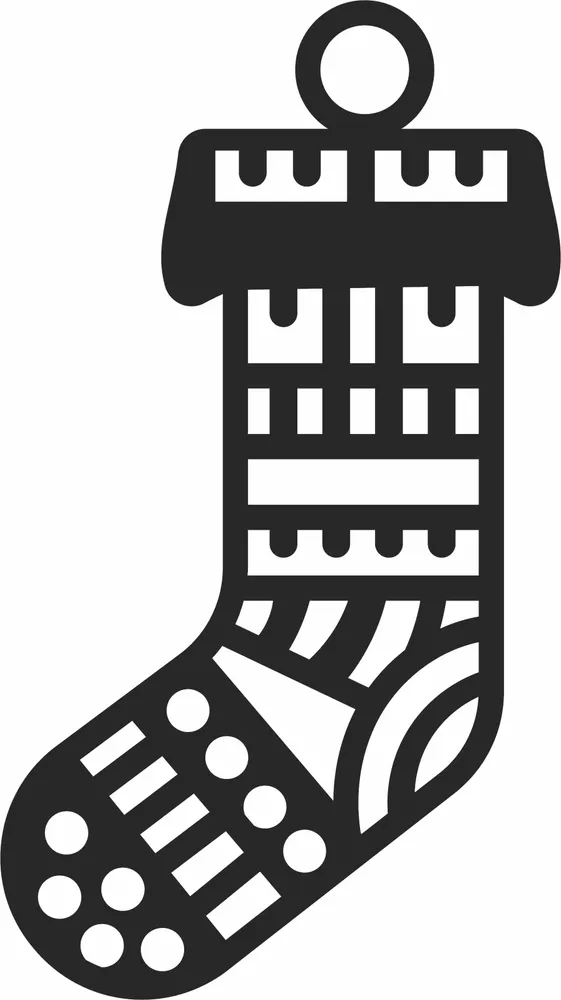 Christmas Sock Ornament — full DXF linework preview