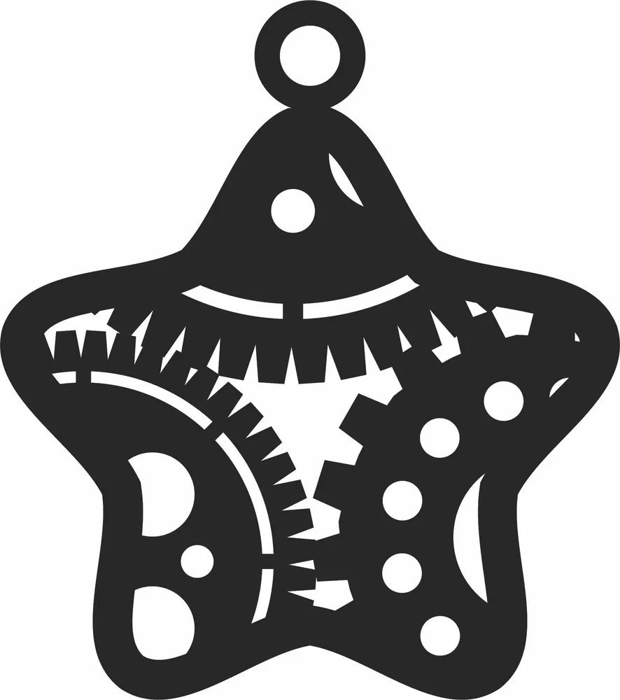 Christmas Star for Tree Decoration Ornament — full DXF linework preview