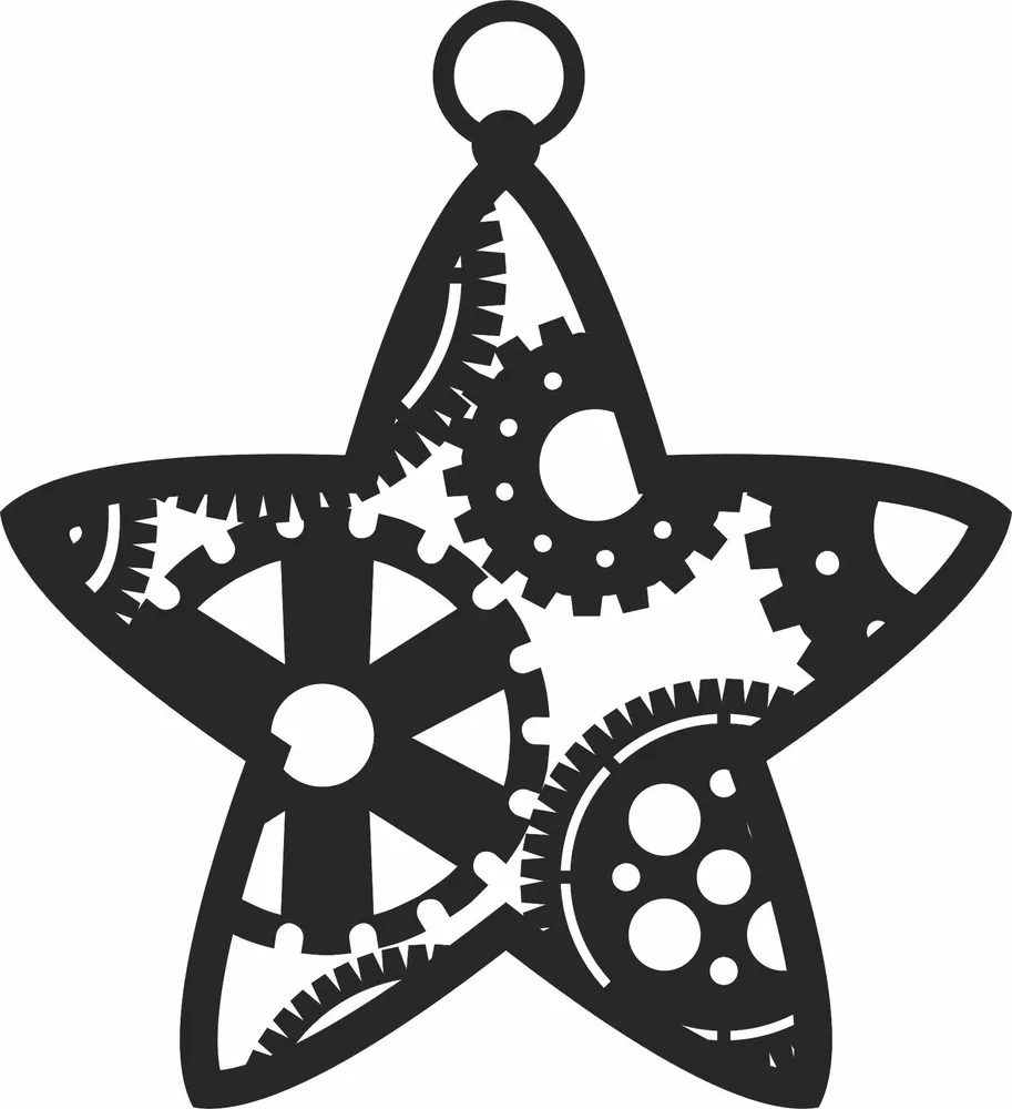 Christmas Star for Tree Decoration Ornament — full DXF linework preview