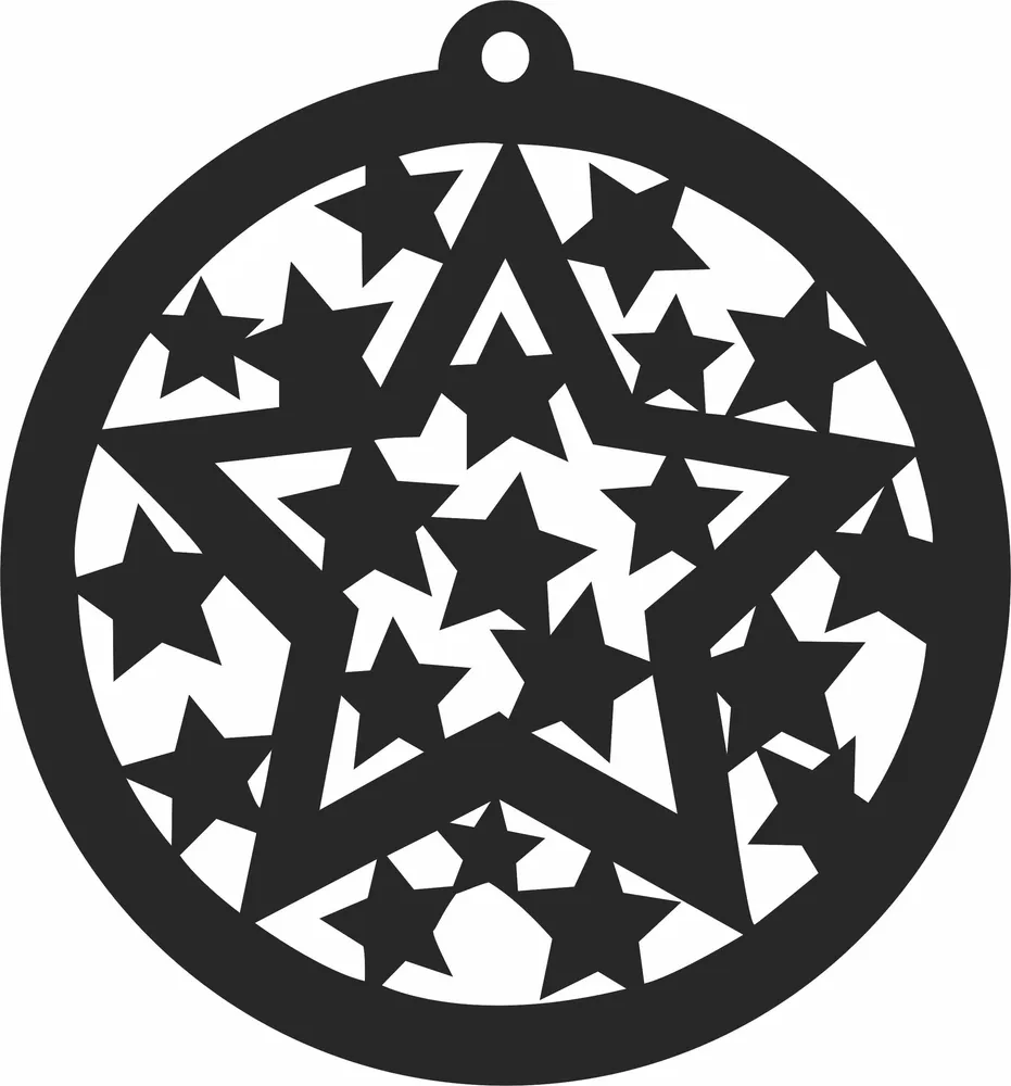 Christmas Stars Decoration Ornament — full DXF linework preview