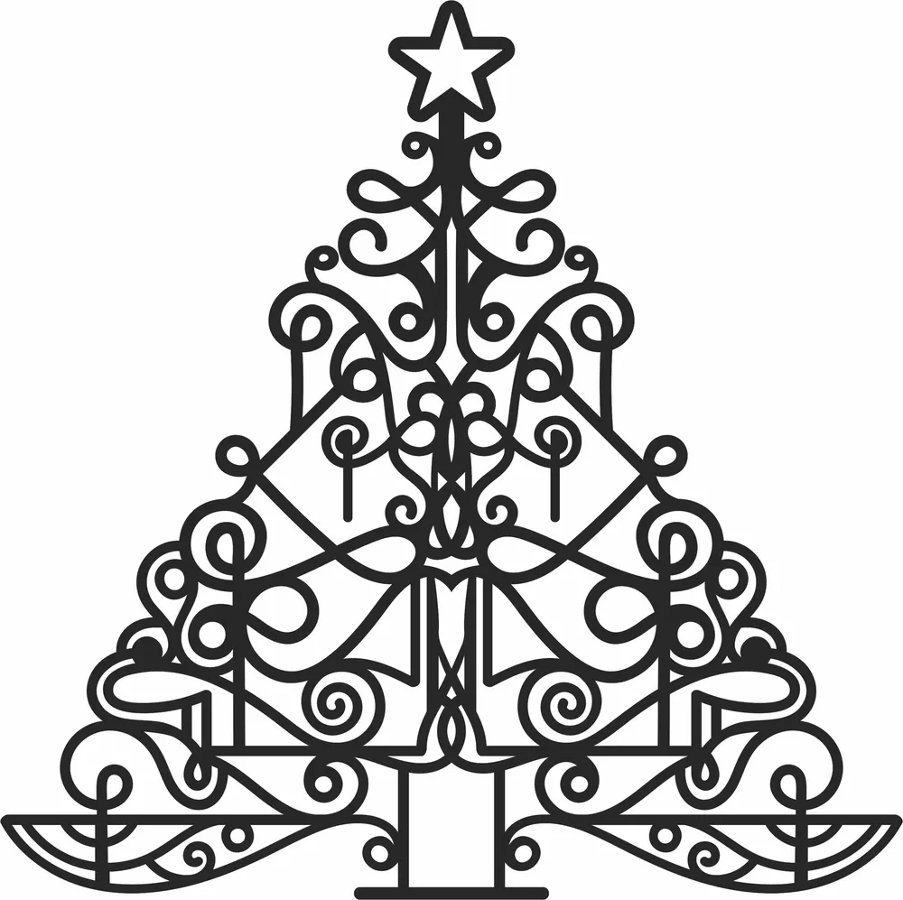 Christmas Tree Clipart — full DXF linework preview