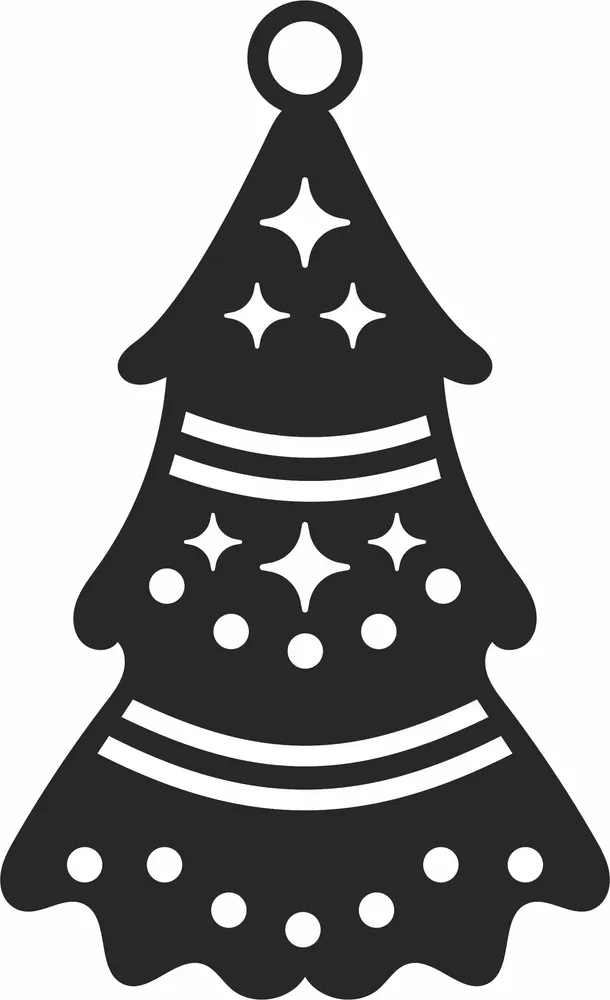 Christmas Tree Decor Ornament — full DXF linework preview