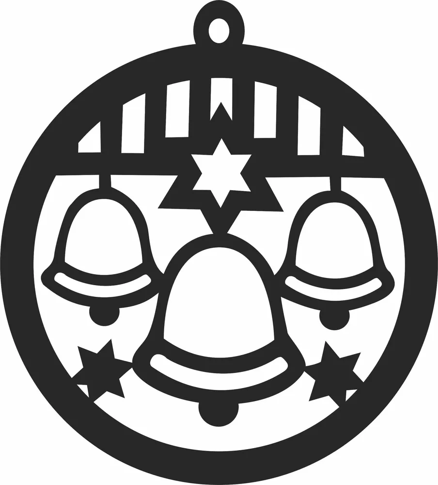 Christmas Tree Decoration Bell Ornament — full DXF linework preview
