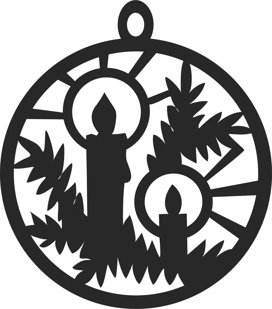 Christmas Tree Decoration Candle Ornament — full DXF linework preview