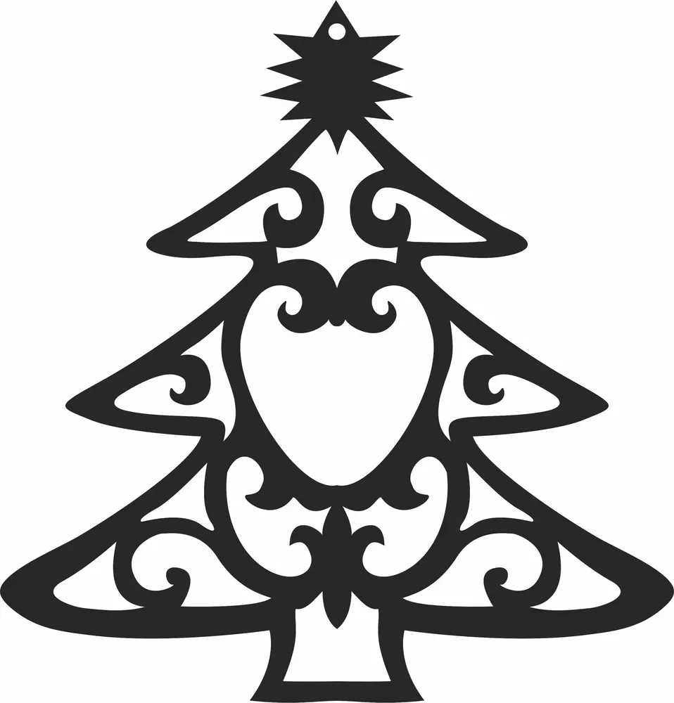 Christmas Tree Decoration Ornament — full DXF linework preview