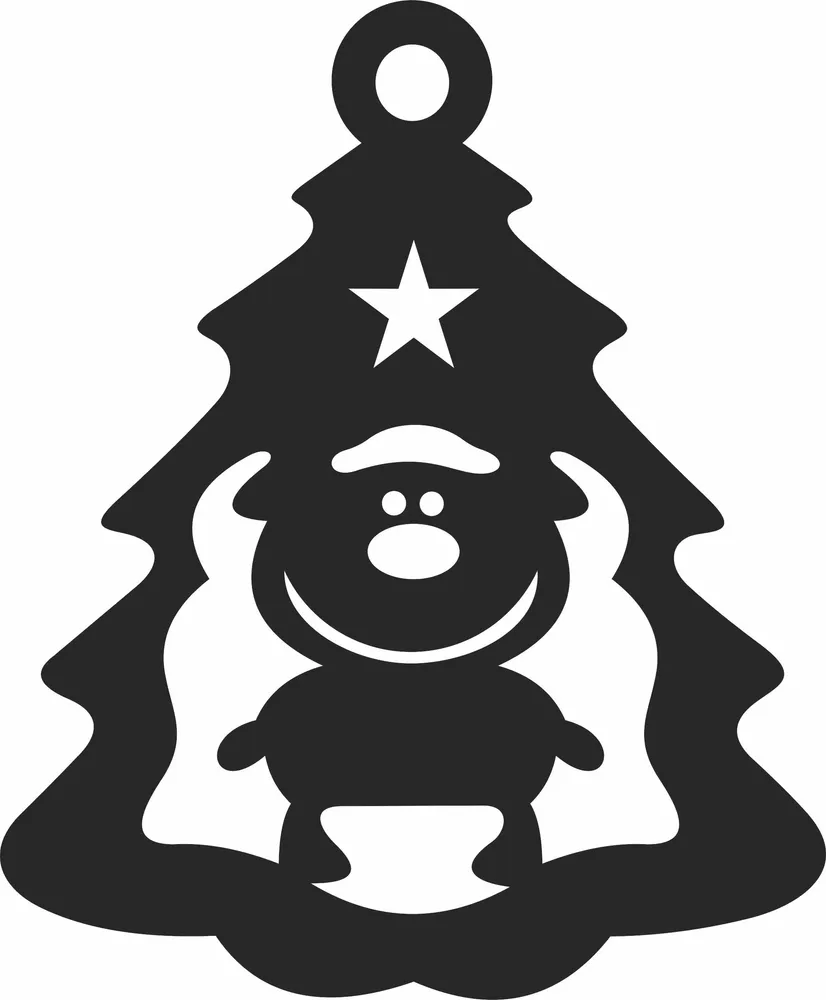 Christmas Tree Deer Clipart — full DXF linework preview